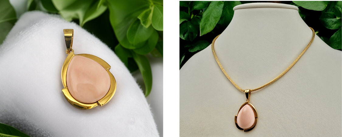 Zlatý přívěsek s top korálem ¨andělská kůže¨